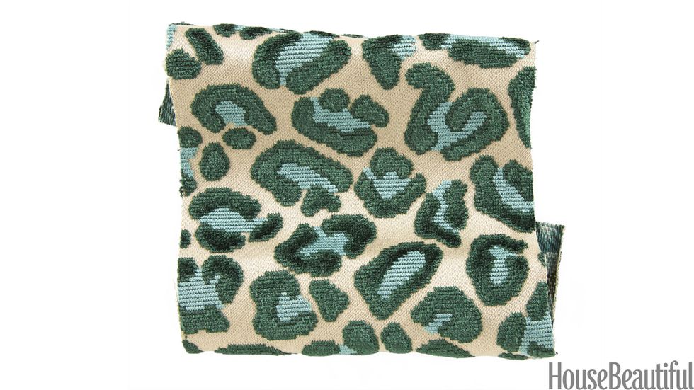 green and blue leopard fabric