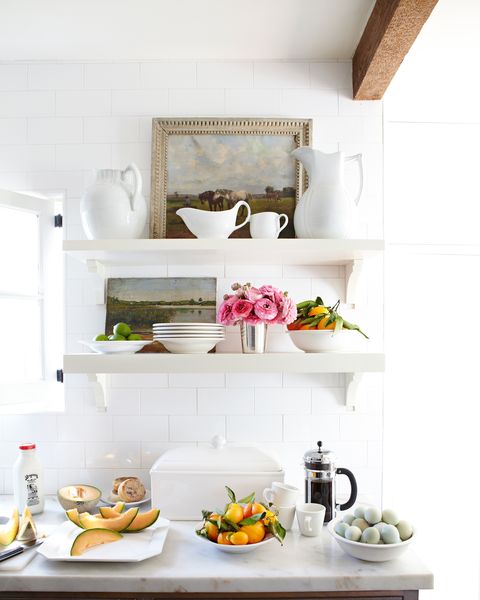 white kitchen shelves