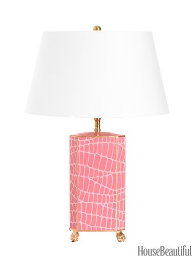 pink tole croc lamp