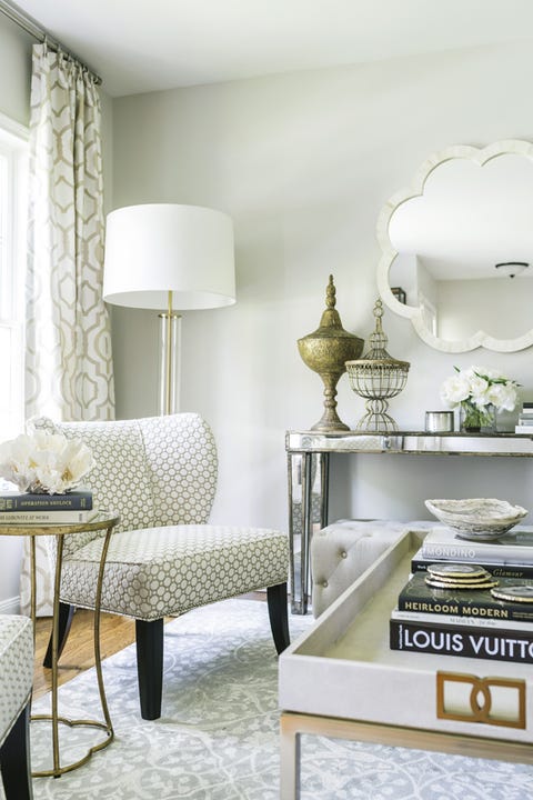 Room, Interior design, White, Furniture, Floor, Home, Interior design, Curtain, Teal, Window treatment, 