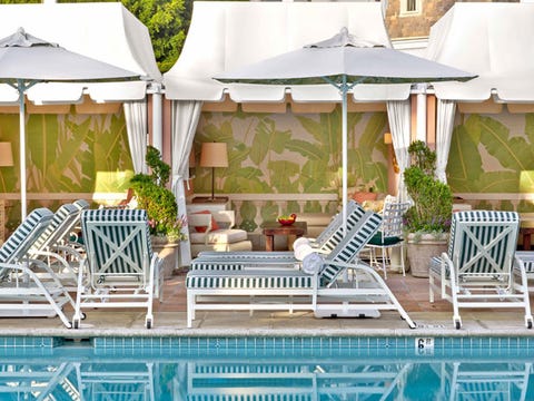 The Beverly Hills Hotel Pool Adam Tihany Design A View Of Refreshed Cabana At Beverly Hills Hotel Pool