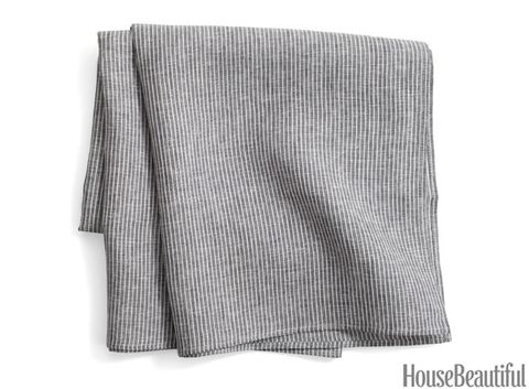 grey striped tablecloth