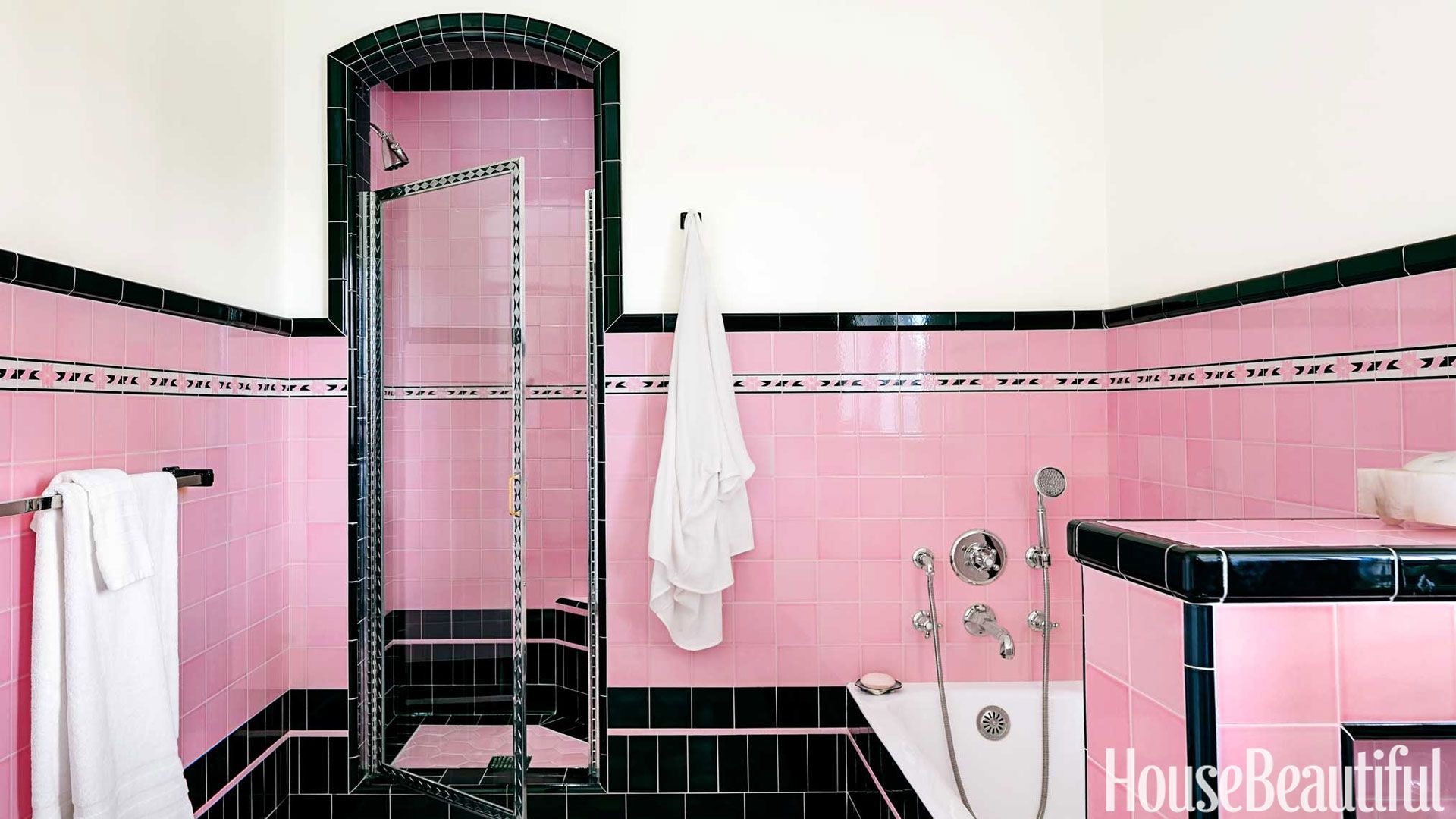 Bathroom With Colorful Tile 1930s Bathroom Design