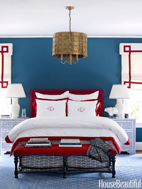 red white and blue bedroom
