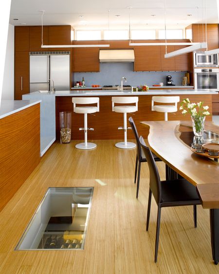 wine cellar under kitchen floor