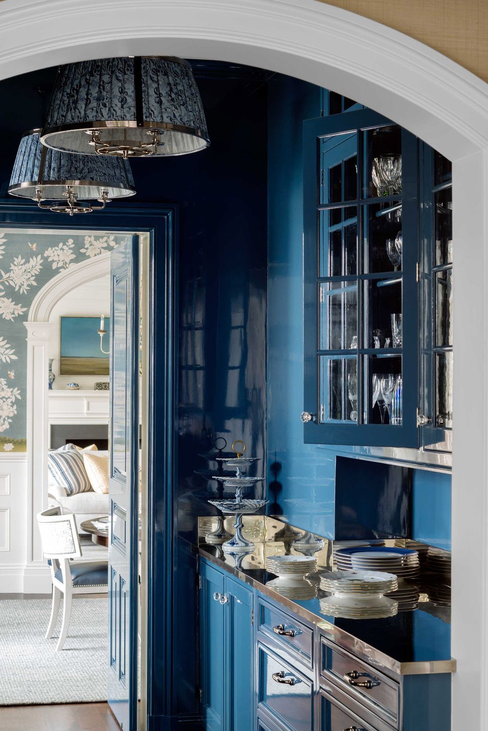 lacquered blue pantry