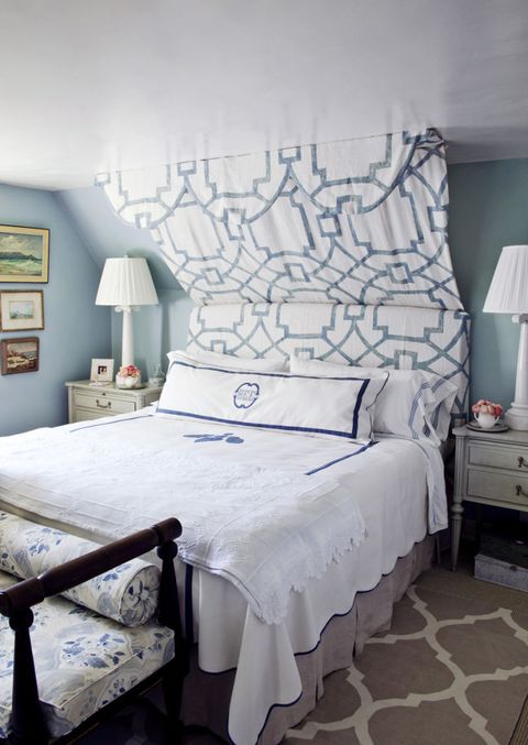 Blue, Bed, Room, Interior design, Product, Bedding, Floor, Wall, Property, Bedroom, 