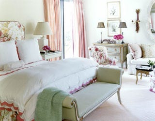 pink green and white bedroom