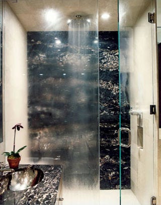 bathroom shower and sink