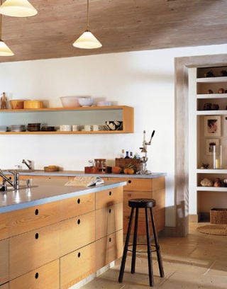 kitchen with built in shelving