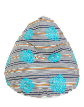 cone-shaped beanbag chair with patterned fabric