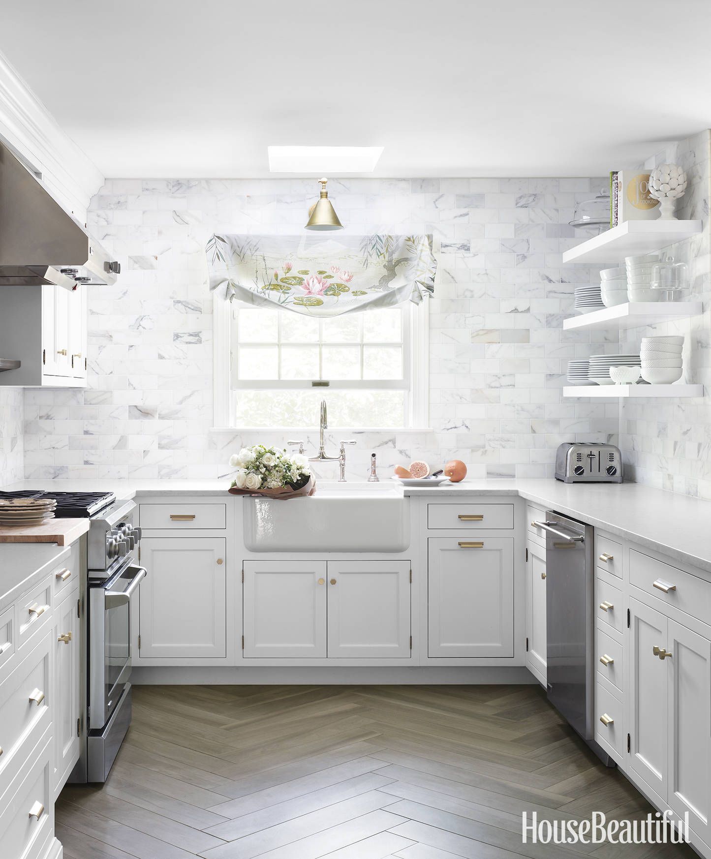 White Cabinets Open Shelving 