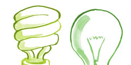 illustration of green bulb and regular bulb