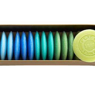 box of colorful soaps
