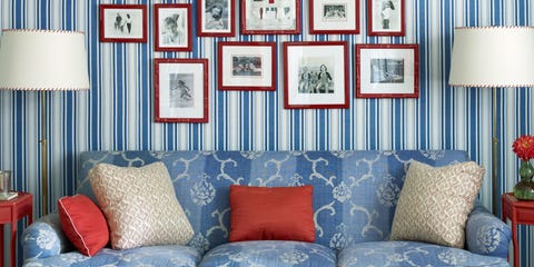 Patriotic Decor For 4th Of July Red White And Blue Decorating Ideas Blue And White Striped Office