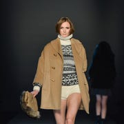 Clothing, Leg, Brown, Human body, Human leg, Shoulder, Joint, Outerwear, Coat, Fashion show, Clothing, Leg, Brown, Human body, Human leg, Shoulder, Joint, Outerwear, Coat, Fashion show,