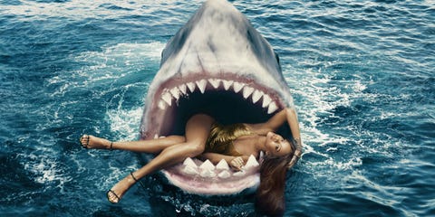 rihanna swimming with sharks