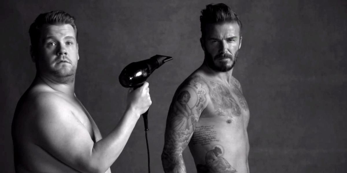 James Corden and David Beckham Spoof Sexy Underwear Ads