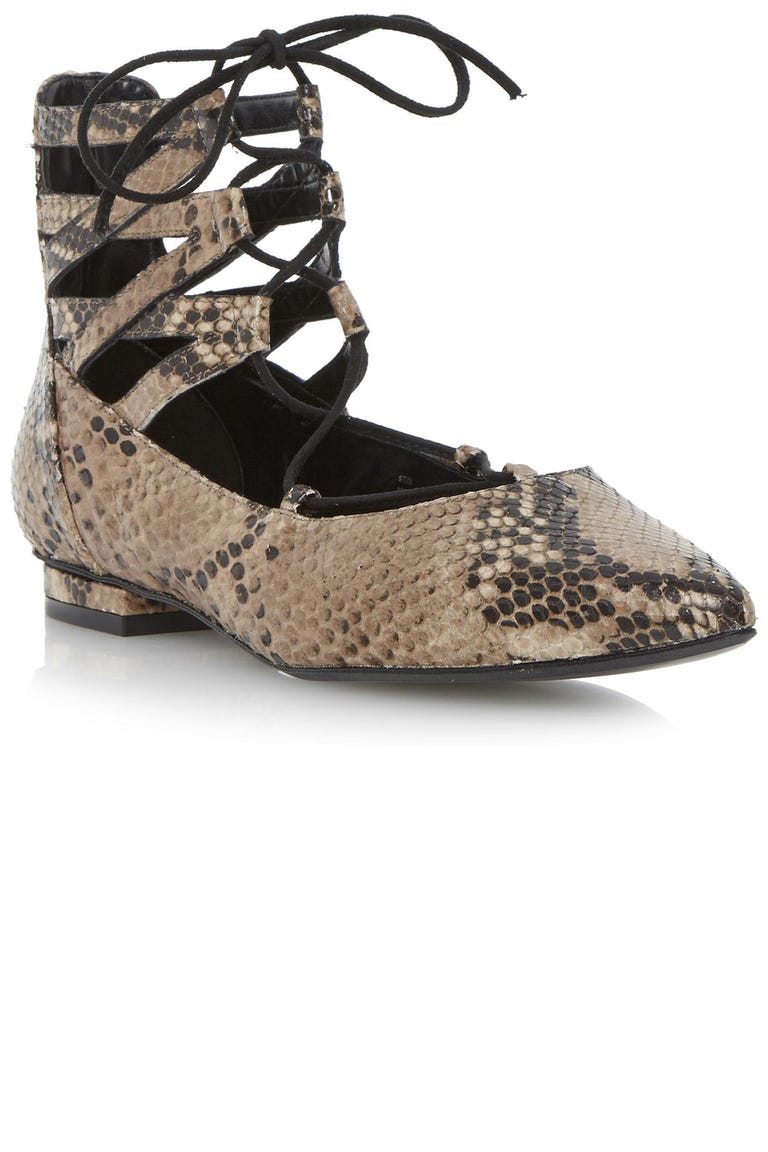 knee high lace up flats