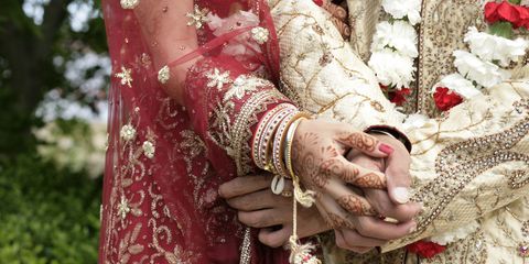 Finger, Pattern, Hand, Bridal clothing, Photograph, Red, Bangle, Tradition, Nail, Wrist, 