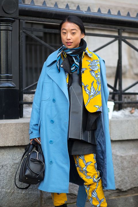 <p>It may seem obvious—but the almighty scarf is still a perfect solution to the problem of dressing cool in the cold. Don a smaller one in an eye-catching print, or go big in a more muted color. </p>