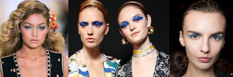<p>Take a note from the beauty looks that walked the Spring 2016 runways and embrace the fourth of your bridal somethings in eyeshadow. Go for a thin indigo liner for a modern take, or pay homage to Studio 54 with a blended shadow. Check out the go-to products for 'something blue' eyes <a href="http://www.harpersbazaar.com/beauty/makeup/g6678/best-blue-eyeshadows/">here</a>.</p><p><em>Diane Von Furstenberg Spring 2016; Missoni Spring 2016; Monique Lhuillier Spring 2016.</em></p>