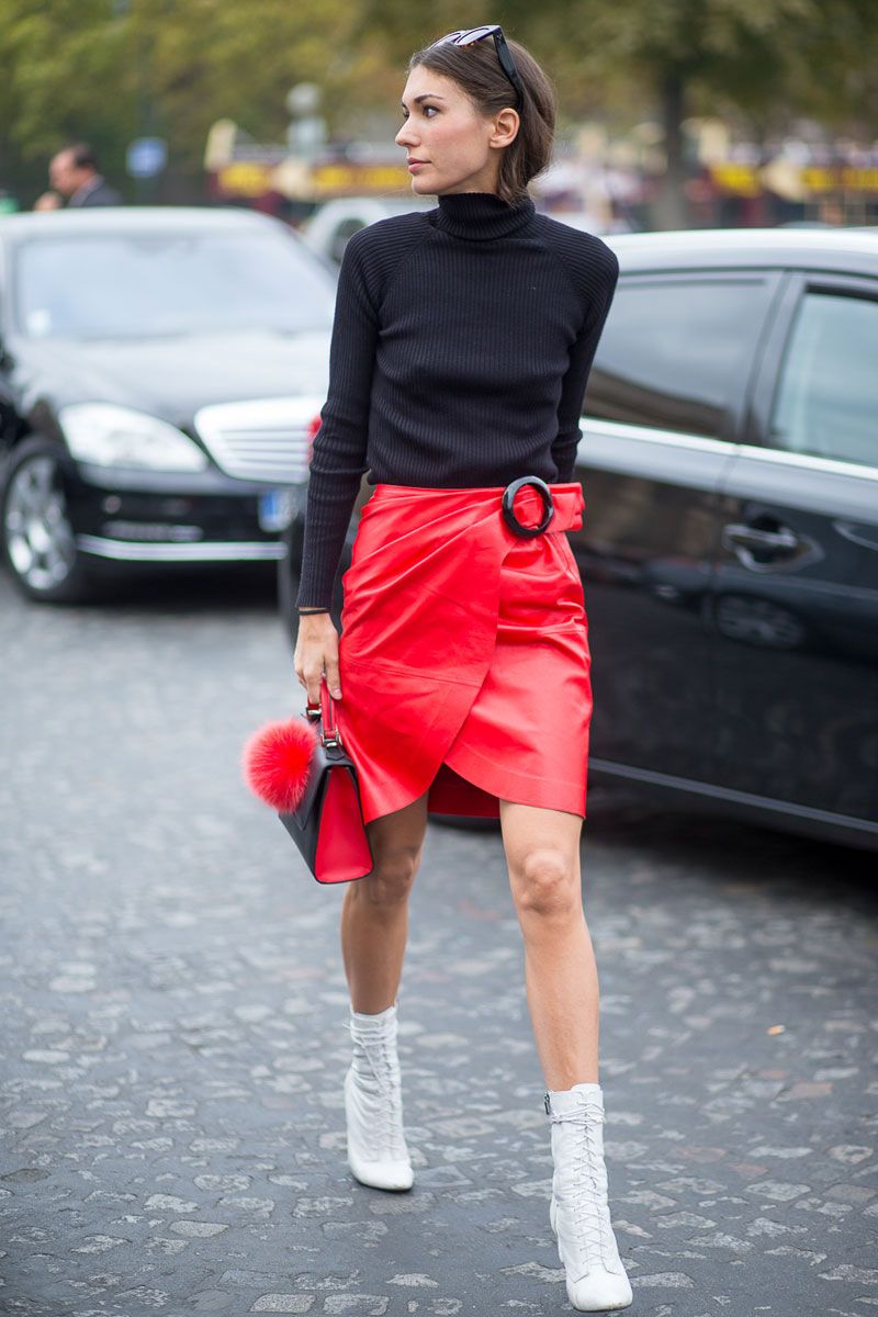 red turtleneck outfit