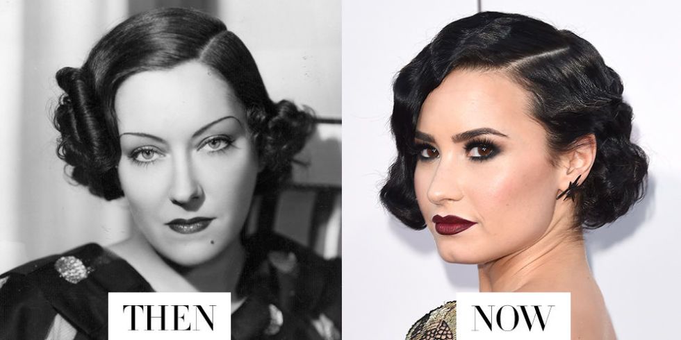 <p>Enter the world of Prohibition, parties and flappers—whose curled, face-framing bobs are just as chic today. Demi Lovato's take on Gloria Swanson's style is darker and sexier thanks to vampy lipstick and seriously smoky eyes. </p>