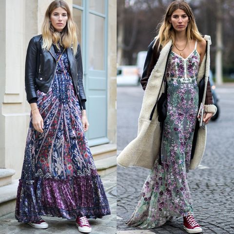 <p>Note Veronika Heilbrunner's (basically) entire wardrobe as your mood board for a modern take on grunge. Floaty floral dresses, check. Worn-in Cons, check. Tough-girl jackets, check and check. </p>