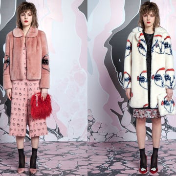 Clothing, Footwear, Leg, Sleeve, Human body, Textile, Pattern, Pink, Style, Fashion model, 