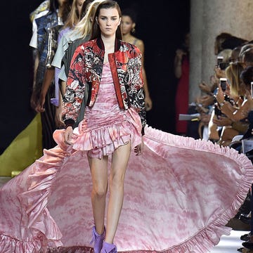 Dress, Pink, Costume design, Fashion, Gown, Youth, Haute couture, Fashion model, Victorian fashion, Street fashion, 