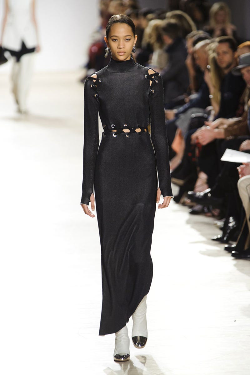 Clothing, Fashion show, Shoulder, Joint, Outerwear, Runway, Fashion model, Style, Dress, Waist, 