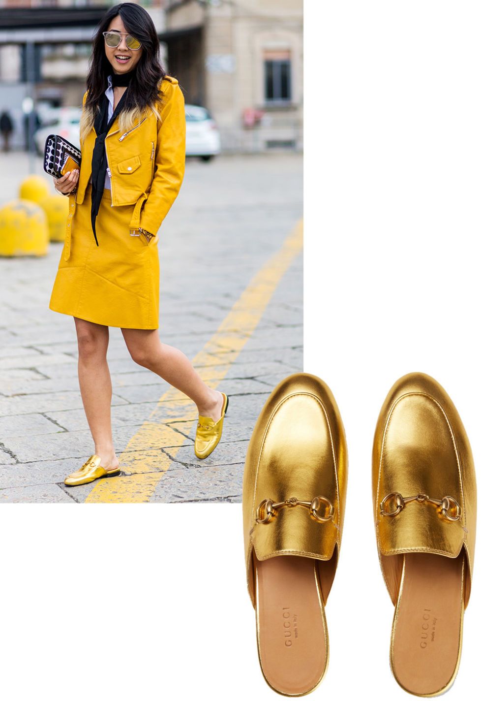 gucci gold princetown loafers