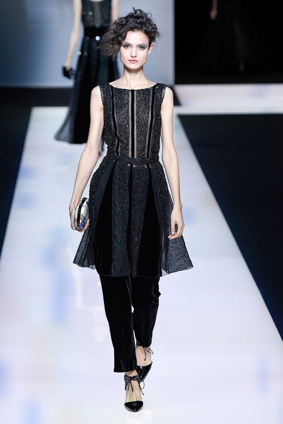 Clothing, Fashion show, Shoulder, Runway, Fashion model, Dress, Style, Fashion, Model, Black hair, Clothing, Fashion show, Shoulder, Runway, Fashion model, Dress, Style, Fashion, Model, Black hair,