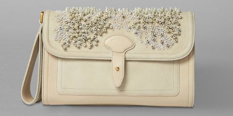 Fashion accessory, Fashion, Bag, Beige, Shoulder bag, Material property, Natural material, Crown, Silver, Embellishment, 