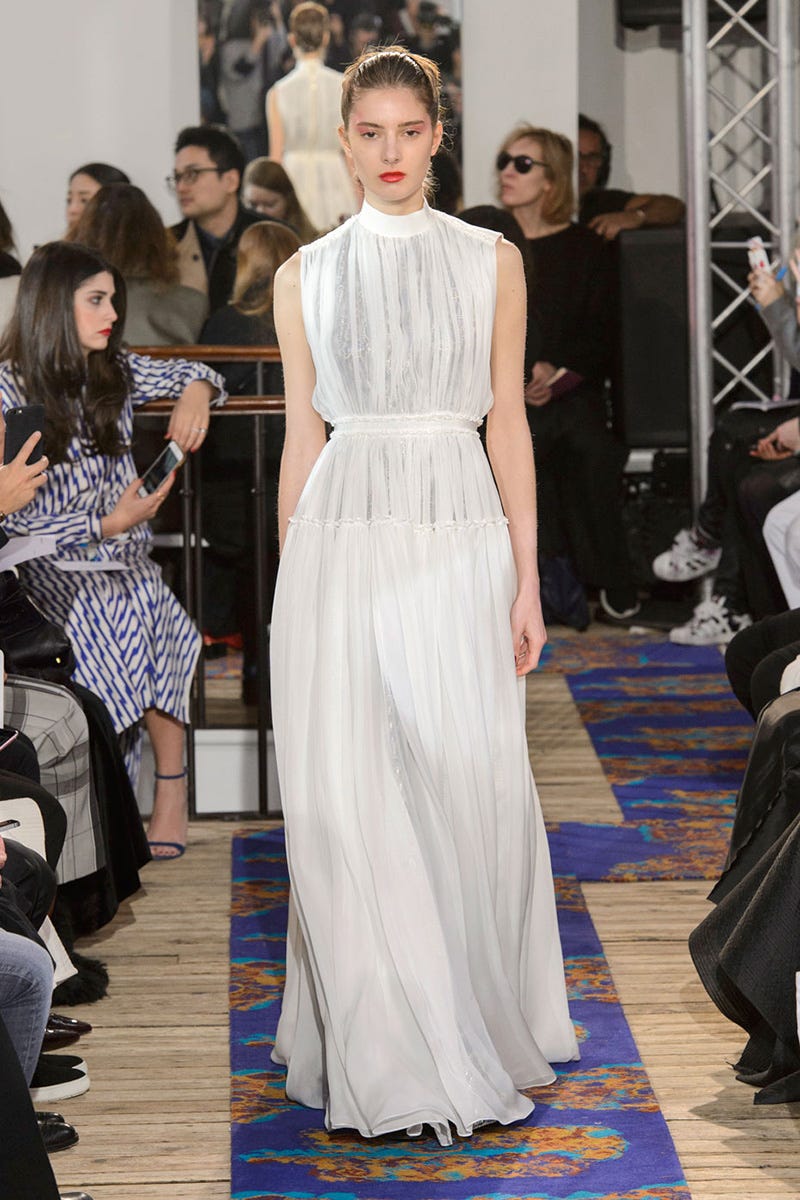 Dress, Trousers, Shoulder, Flooring, Outerwear, Formal wear, Style, Fashion model, Floor, Gown, 