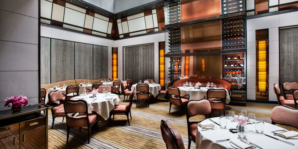 Lighting, Furniture, Interior design, Restaurant, Table, Room, Glass, Linens, Tablecloth, Interior design, 