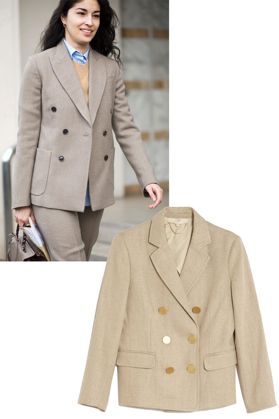 <p>A blazer in a neutral hue is less conventional than black but equally as buttoned-up.</p><p><em><strong>Vanessa Bruno</strong> "Epone" jacket, $920, <strong><a href="https://shop.meltsflow.com/designers/v/vanessa-bruno/epone-linen-jacket-8702.html" target="_blank">shopBAZAAR.com</a></strong>.</em><span class="redactor-invisible-space"><em></em><br></span></p>