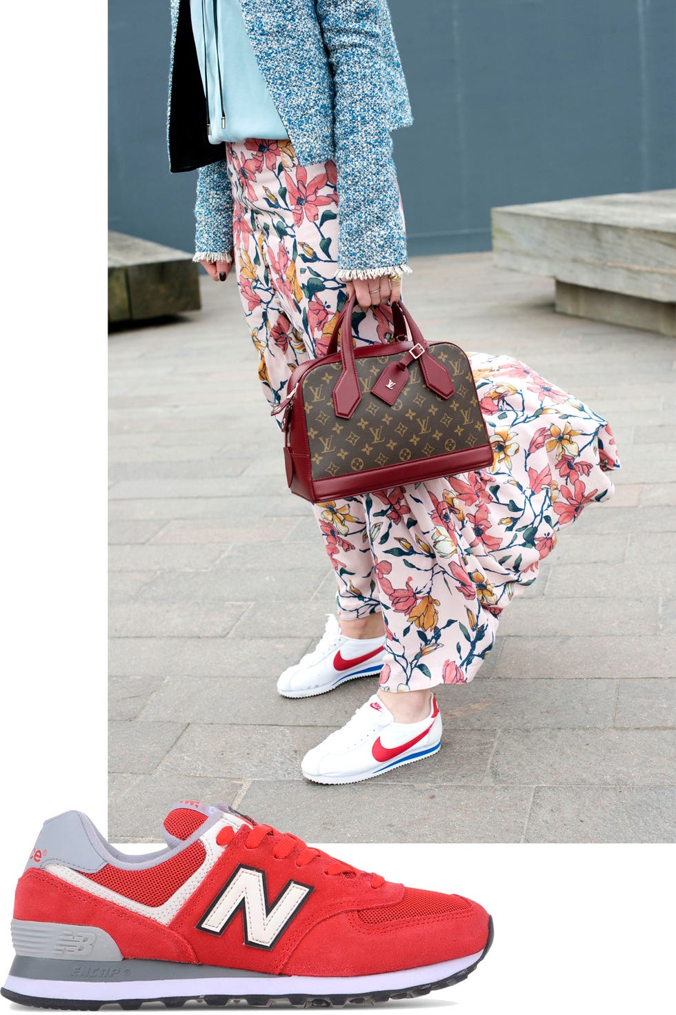 <p>Not all classics have to be dressy—pairing a trainer with a printed maxi and you are brunch ready.</p><p><em><strong>New Balance</strong> sneaker, $140, <strong><a href="https://shop.meltsflow.com/designers/n/new-balance/red-low-top-sneaker-8705.html" target="_blank">shopBAZAAR.com</a></strong>.</em><span class="redactor-invisible-space"><em></em><br></span></p>