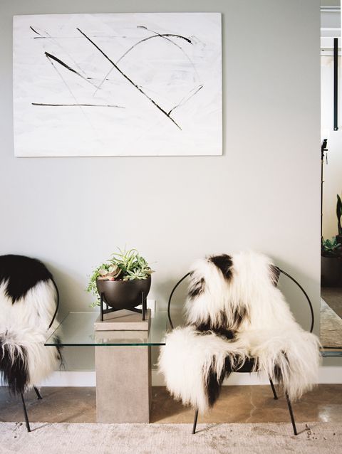Flowerpot, Room, Interior design, Flooring, Feather, Natural material, Grey, Fur, Houseplant, Black-and-white, 
