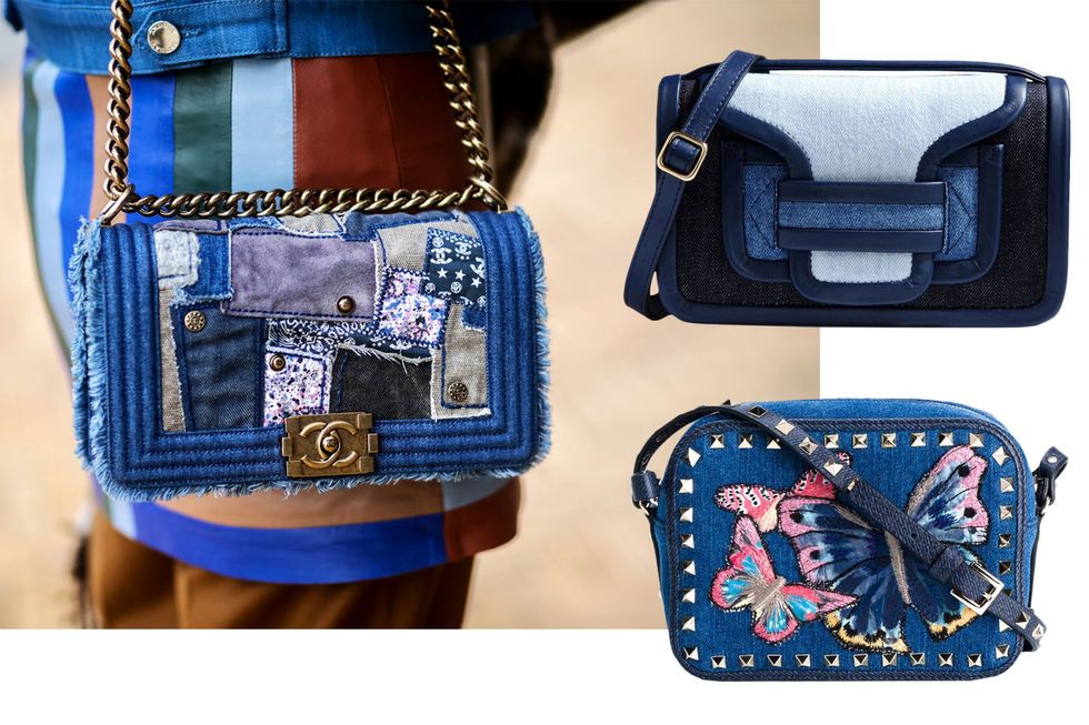 What Goes Around Comes Around Chanel Blue Denim Patchwork Boy Medium Bag