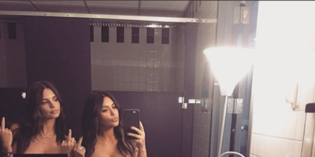 Kim Kardashian and Emily Ratajkowski Strip Down Together for a Naked Selfie