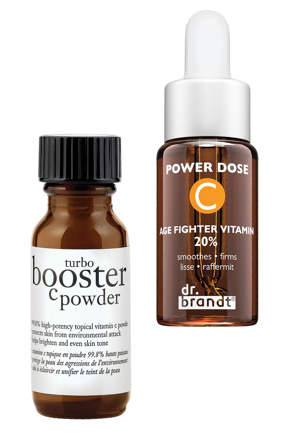 <p>Add a strong hit of vitamin C to your favorite cream or serum with concentrated boosters. "Vitamin C interferes with the pigment production that leads to brown spots," explains Palm.</p><p><strong>Philosophy </strong>Turbo Booster C Powder, $39, <a href="http://www.sephora.com/turbo-booster-c-powder-P204606" target="_blank">sephora.com</a>; <strong>Dr. Brandt</strong> Vitamin C Power Dose, $69, <a href="http://www.sephora.com/power-dose-vitamin-c-P407429?browserdefault=true&om_mmc=ppc-GG&mkwid=syIDCgk5V&pcrid=72604943437&pdv=c&site=us_search&country_switch=us&lang=en&gclid=CjwKEAjwlfO3BRDR4Pj_u-iO2U0SJAD88y1SBNOhPD_BjAEsxGr7hX6f8I19vycDaIA-skF-largsxoCbA_w_wcB" target="_blank">sephora.com</a>. </p>