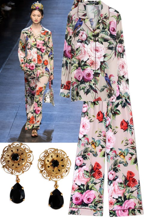 Sleeping Beauty <p>Pajama's are no longer reserved for the bedroom.</p><p><em><strong>Dolce & Gabbana</strong> earrings, 5, <strong><a href="https://shop.harpersbazaar.com/designers/d/dolce-and-gabbana/earrings-8710.html" target="_blank">shopBAZAAR.com</a></strong>; <strong>Dolce & Gabbana</strong> printed top, ,595, <strong><a href="https://shop.harpersbazaar.com/designers/d/dolce-and-gabbana/long-sleeve-shirt-8716.html" target="_blank">shopBAZAAR.com</a></strong>; <strong>Dolce & Gabbana</strong> printed pant, ,595, <strong><a href="https://shop.harpersbazaar.com/designers/d/dolce-and-gabbana/pink-floral-printed-pant-8618.html" target="_blank">shopBAZAAR.com</a></strong><span class="redactor-invisible-space">.</span></em><em> </em><br></p>