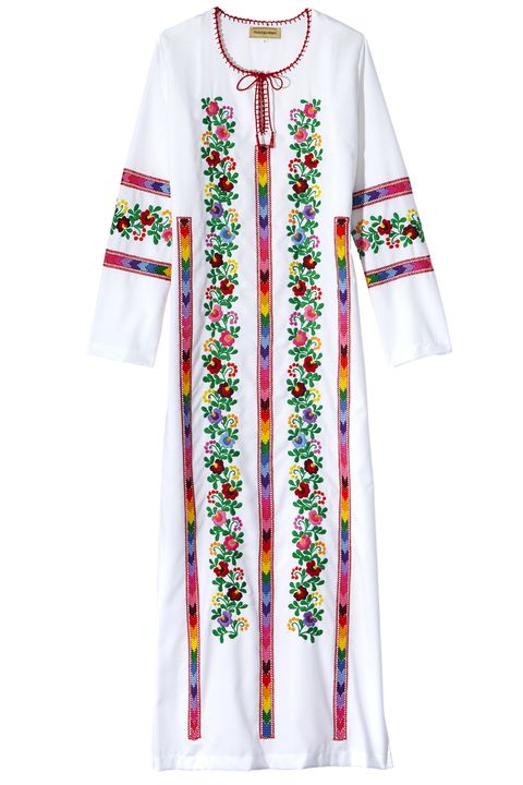 <p>A colorful caftan transitions seamlessly from the pool to the party.</p><p><strong>STYLIST'S TIP: </strong>Floral patterns add a feminine feel.</p><p><strong>Muzungu Sisters </strong>dress, $666, <a href="http://www.muzungusisters.com/">muzungusisters.com</a>. <br></p>