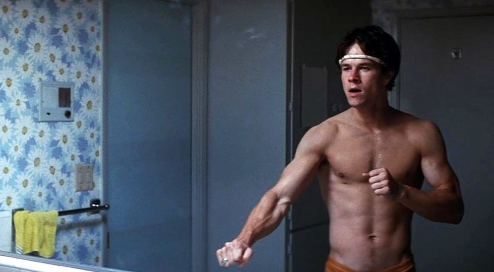 <p>Mark Wahlberg dons a 13-inch prosthetic penis in <i>Boogie Nights</i>. </p>