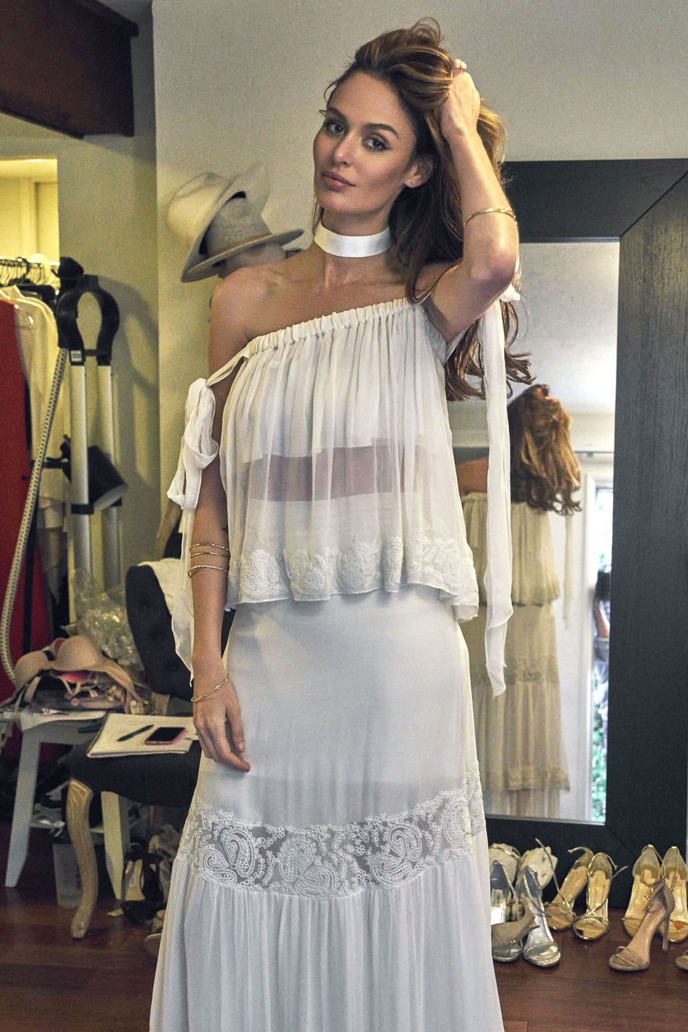 Shoulder, Dress, Style, One-piece garment, Fashion, Gown, Day dress, Fashion model, Model, Long hair, 