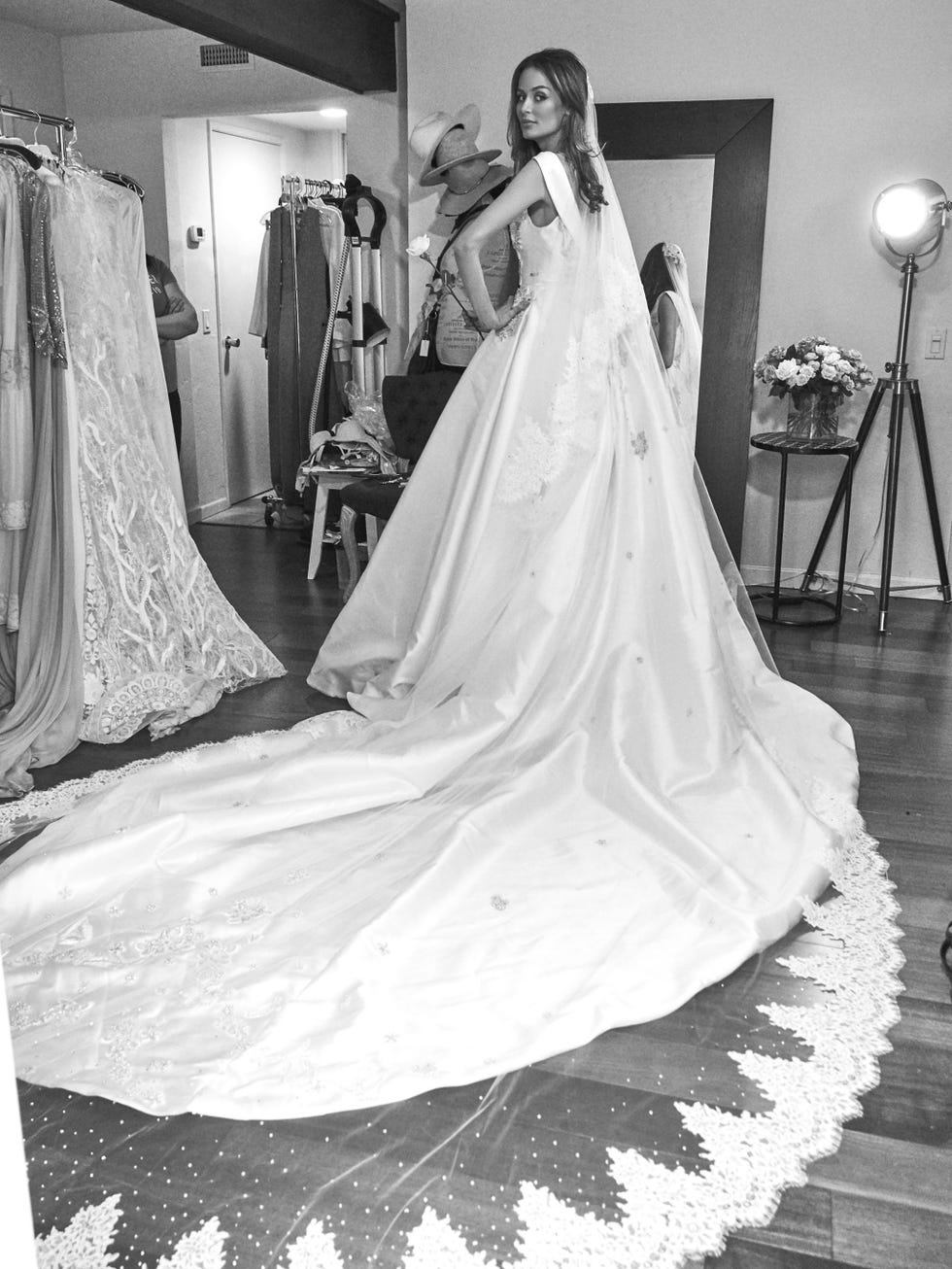 Textile, Floor, Photograph, Bridal clothing, White, Dress, Formal wear, Gown, Wedding dress, Flooring, 