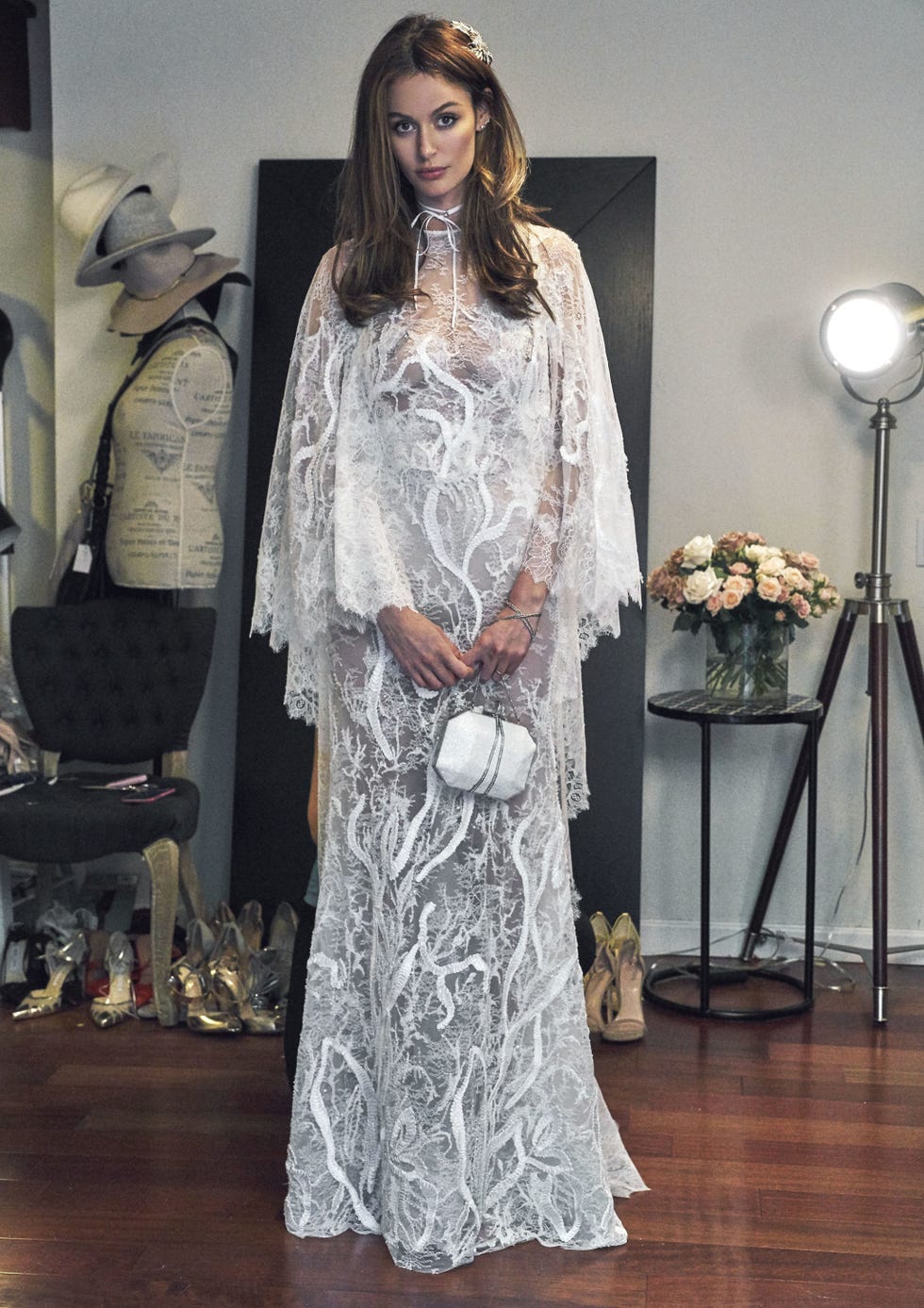 Sleeve, Floor, Flooring, Wood flooring, Dress, Fashion, Gown, Laminate flooring, Lamp, Long hair, 