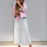 <p>Modernize your suiting in airy culottes and a jacket that pops. For day-to-night, the blazer pulls your look together for the office, then take it off to reveal a cami or crop top for summer evenings out. <a href="https://www.instagram.com/brookecarriehil/">@brookecarriehil</a> wearing <em>ESCADA</em></p>